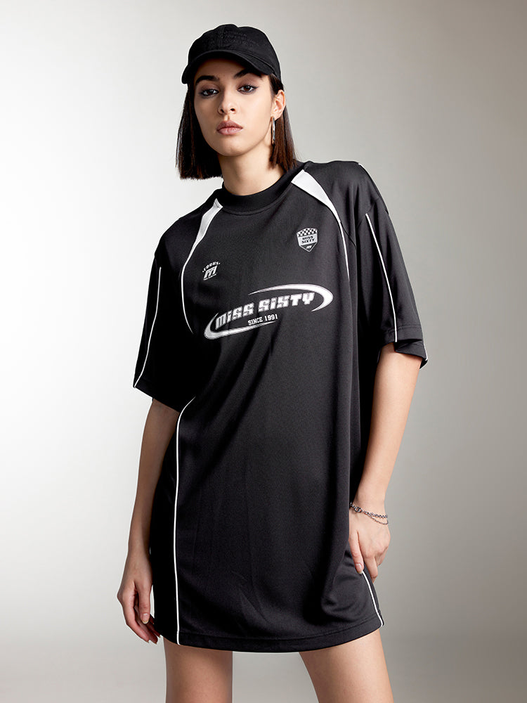 sportliches kleid mit rundhalsausschnitt
