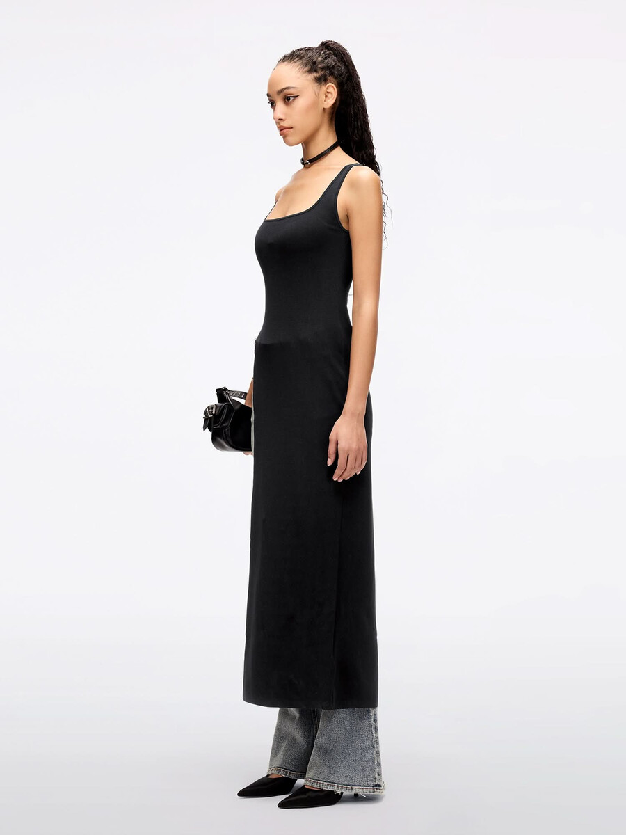 Ärmelloses kleid mit schlitz am rücken