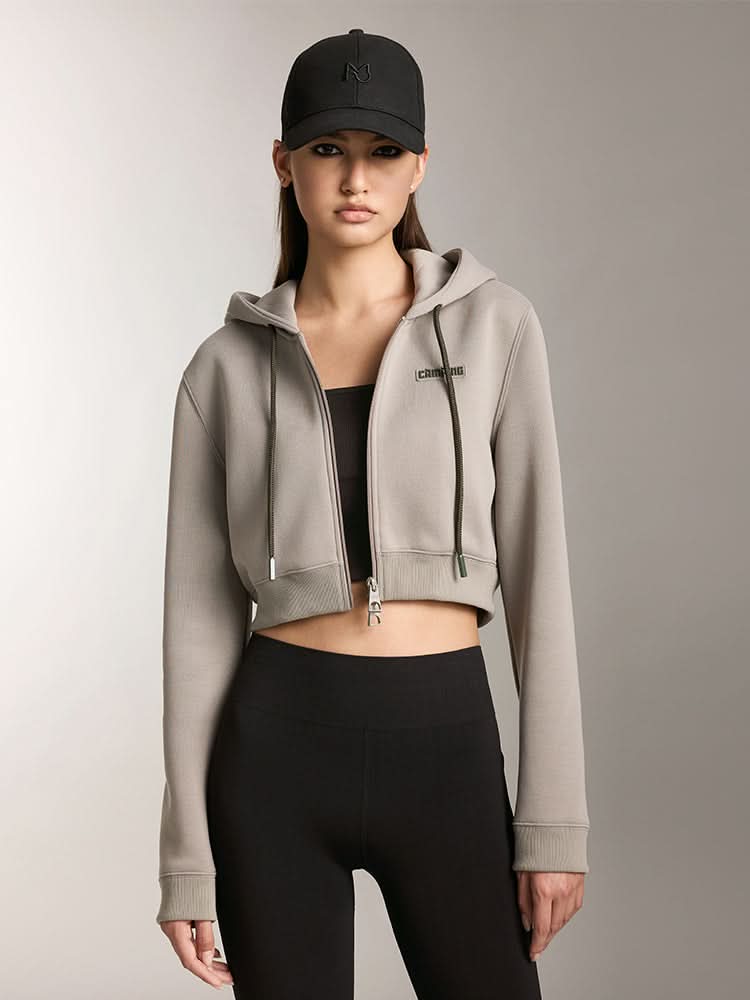sport-sweatshirt mit kapuze und doppeltem reißverschluss