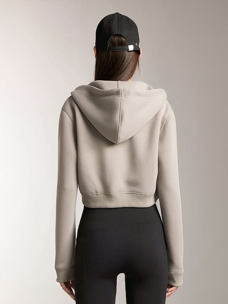 sport-sweatshirt mit kapuze und doppeltem reißverschluss