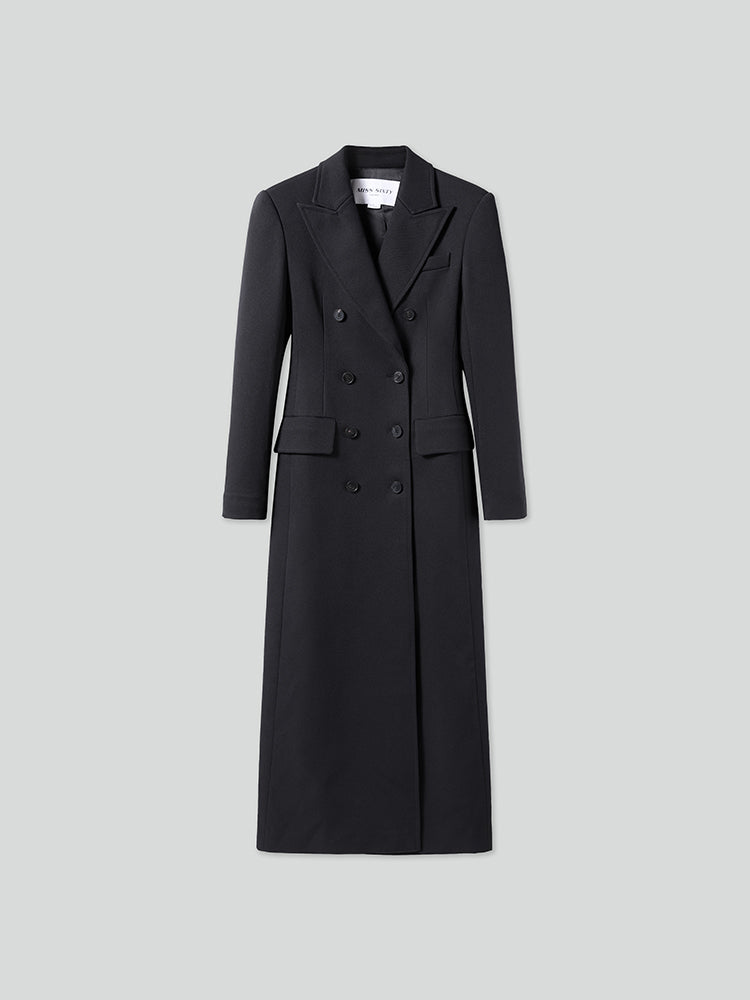 langer trenchcoat mit spitzem revers
