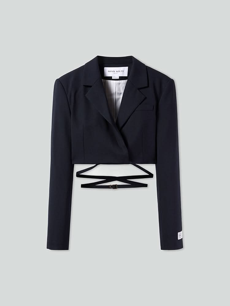 kurze wolljacke mit schnürung