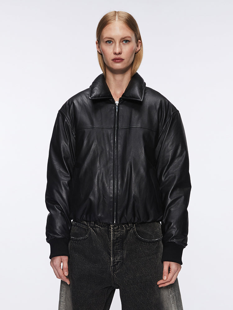lederbomberjacke mit stehkragen