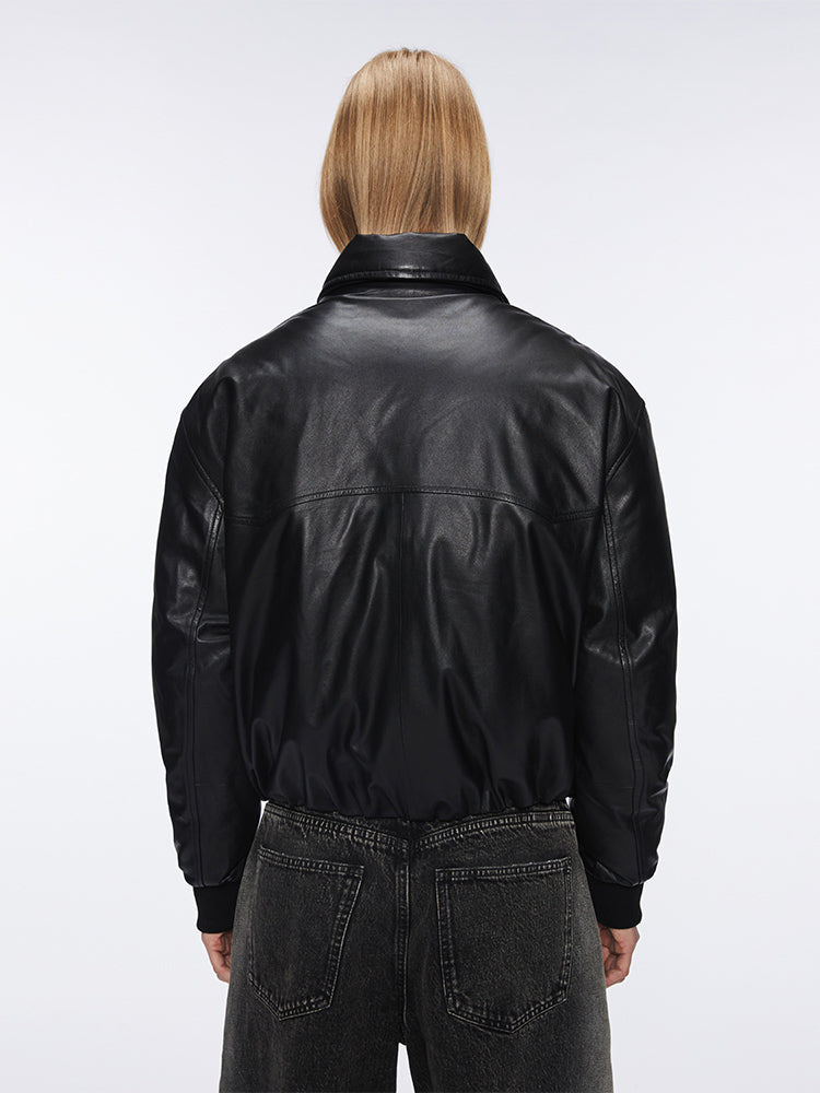 lederbomberjacke mit stehkragen