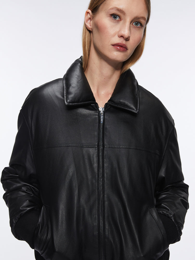 lederbomberjacke mit stehkragen