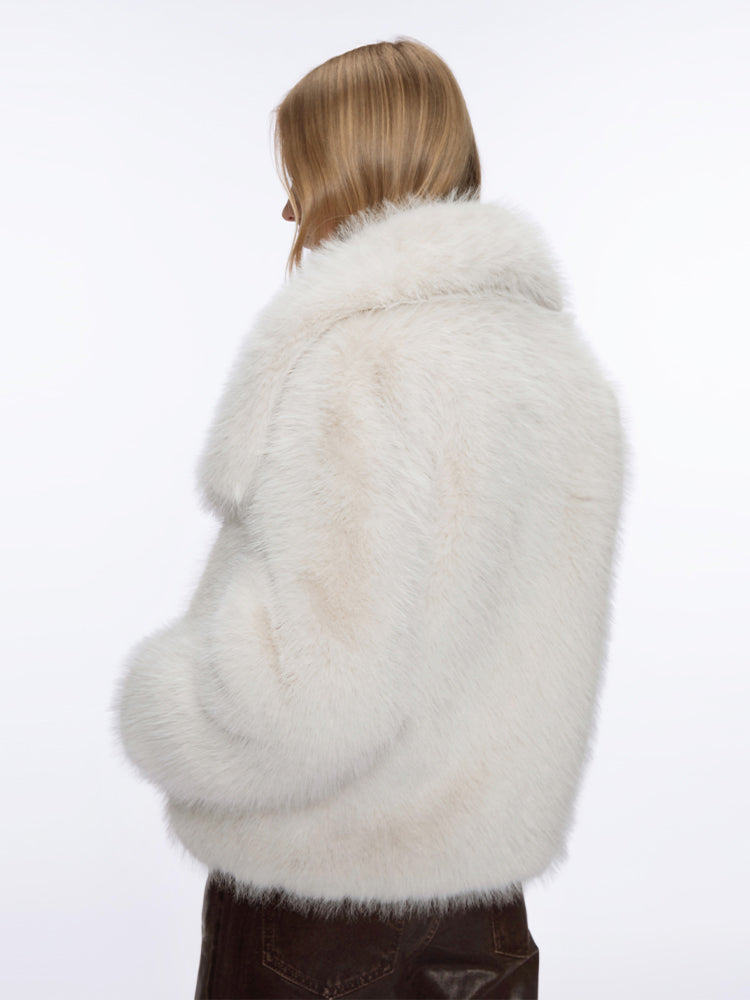 flanelljacke mit kragen und kunstpelzkragen