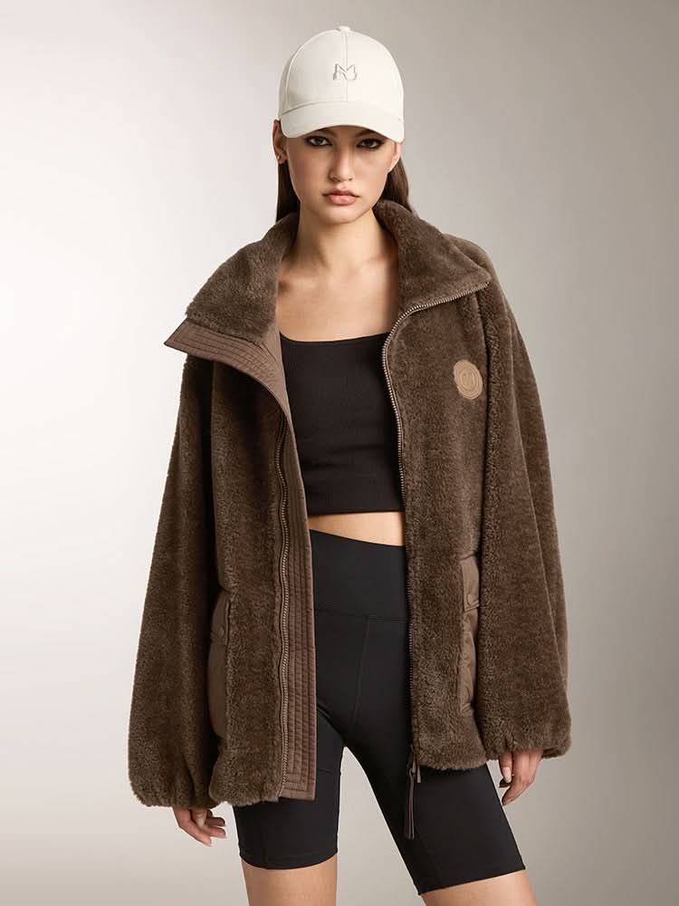 fleecejacke mit flanellkragen