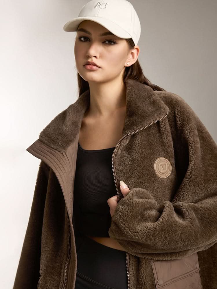 fleecejacke mit flanellkragen