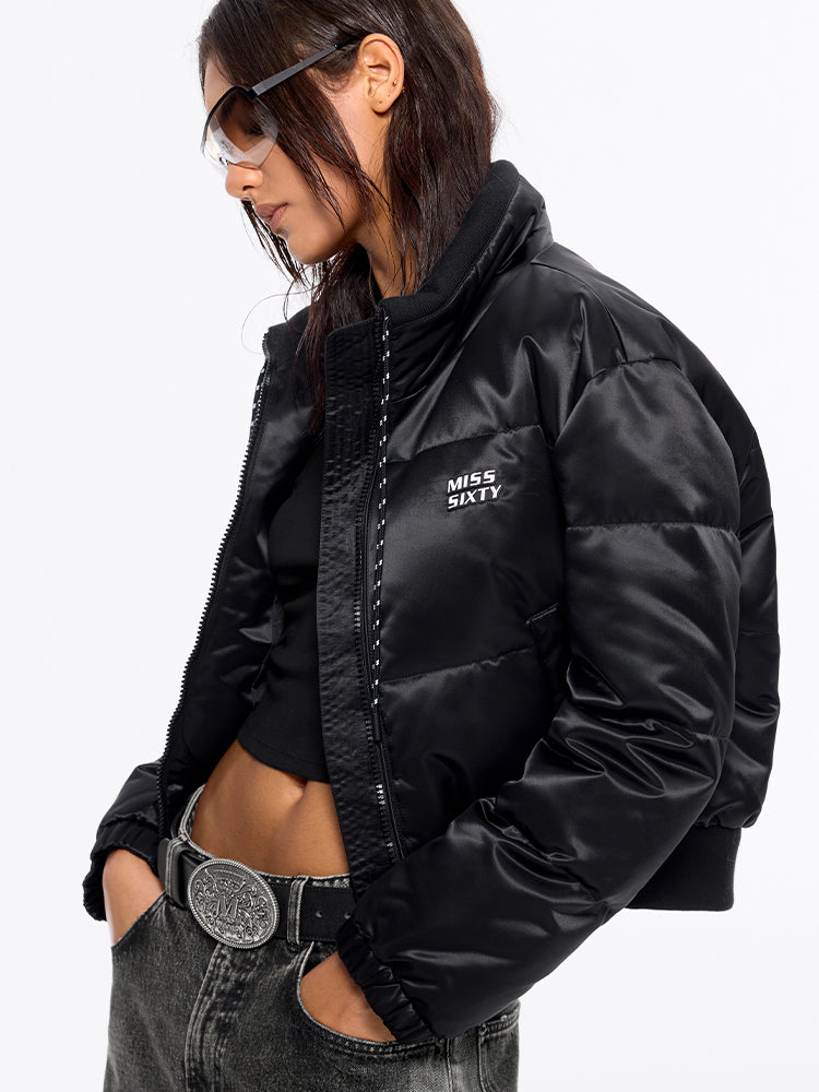 flanelljacke mit kordelzug am kragen wattiert
