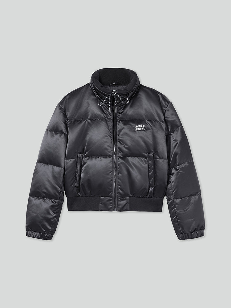 flanelljacke mit kordelzug am kragen wattiert