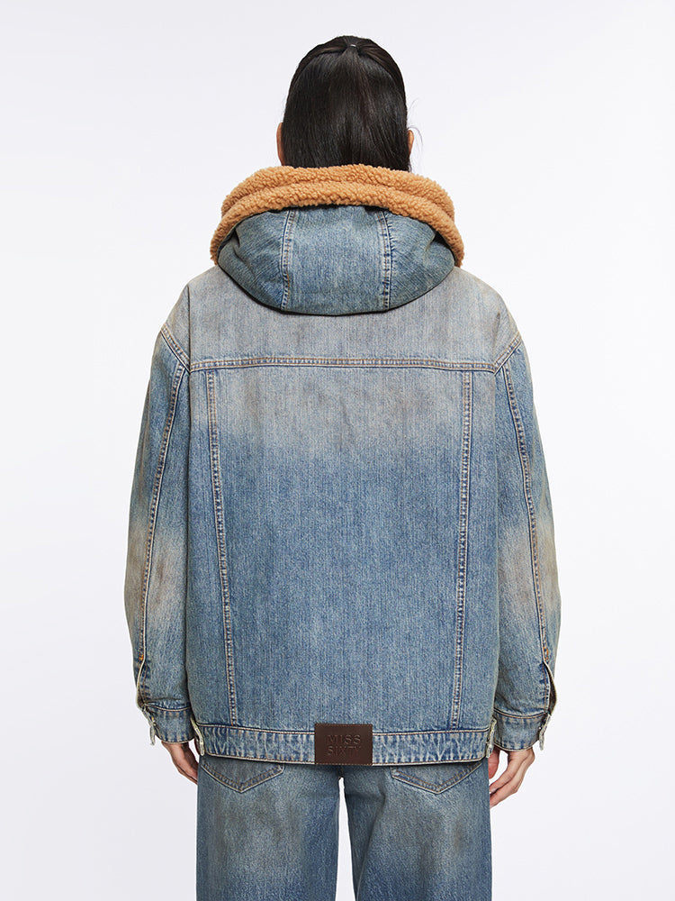 abnehmbare jeans-daunenjacke