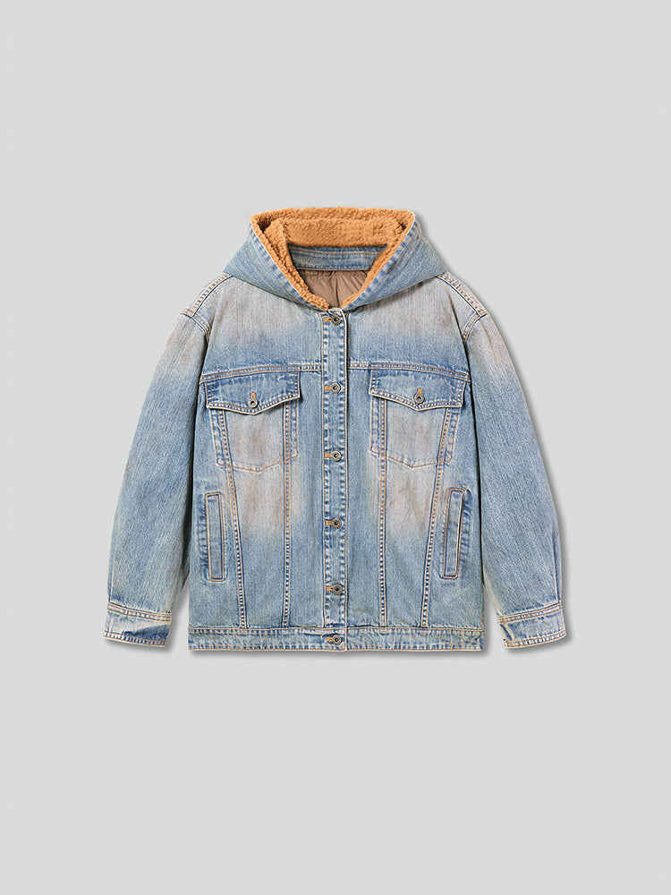 abnehmbare jeans-daunenjacke