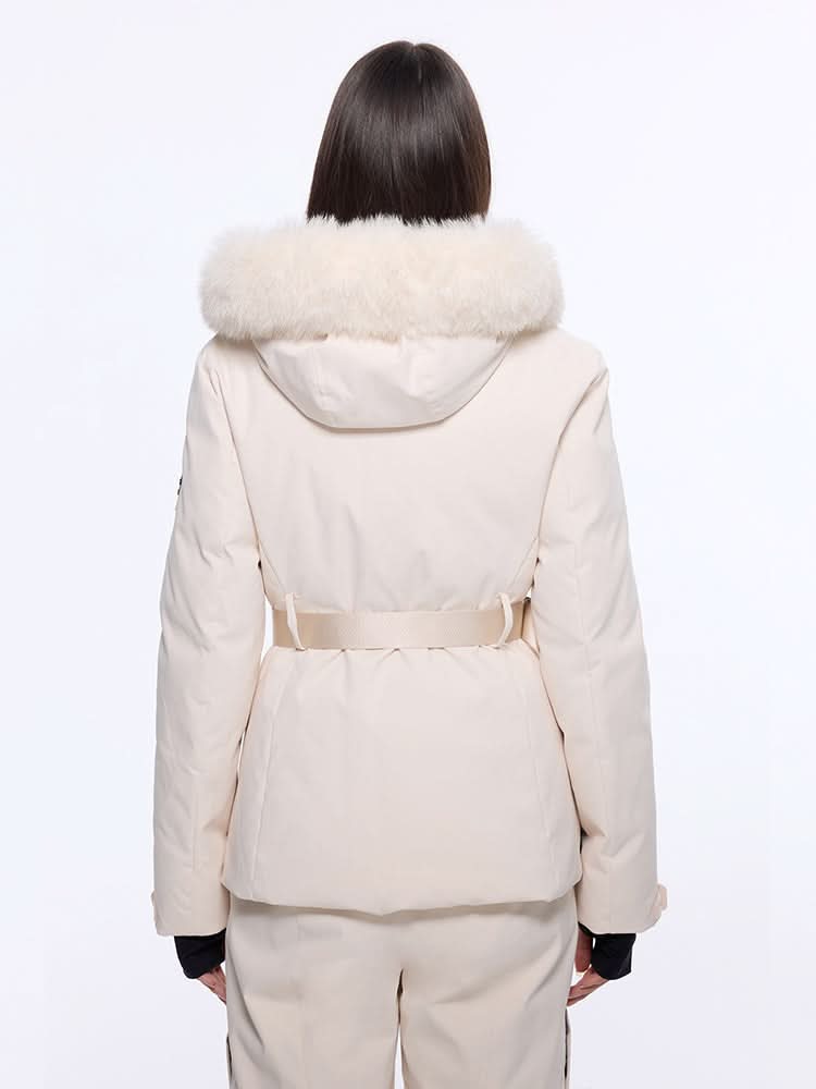 abnehmbare daunenjacke mit fellbesatz