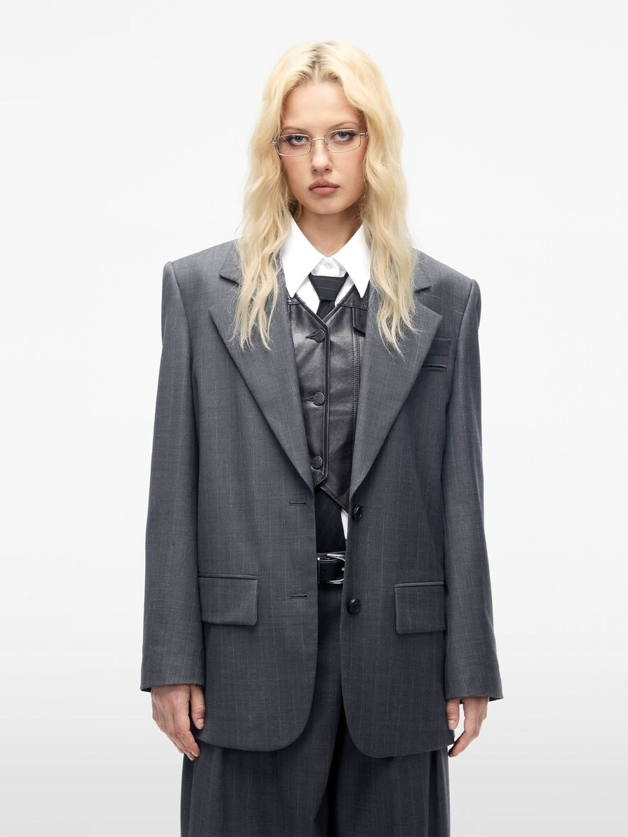 gestreifter blazer aus wollmischung