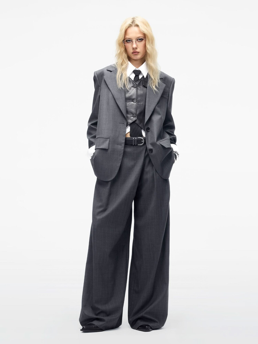 gestreifter blazer aus wollmischung