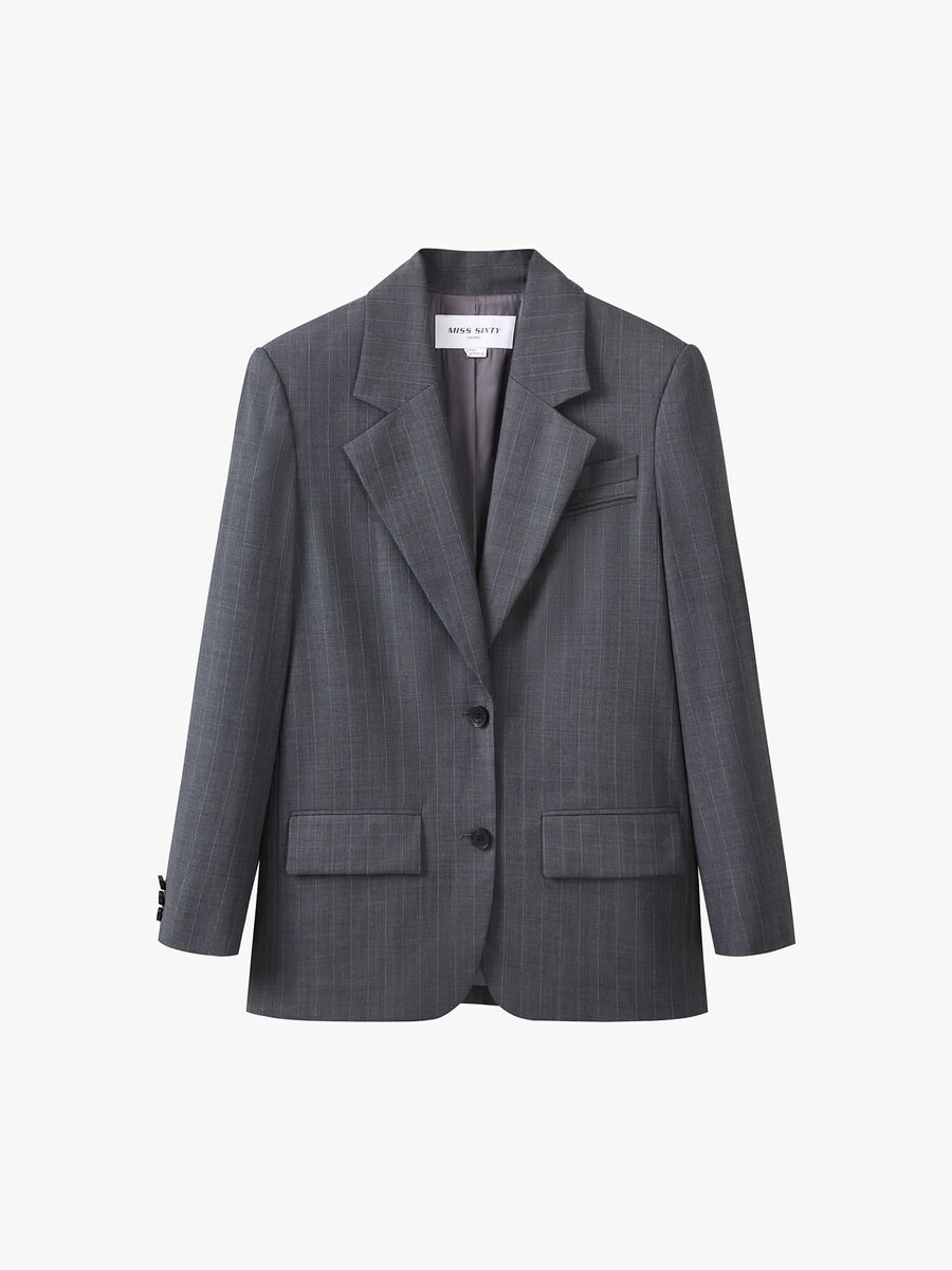 gestreifter blazer aus wollmischung
