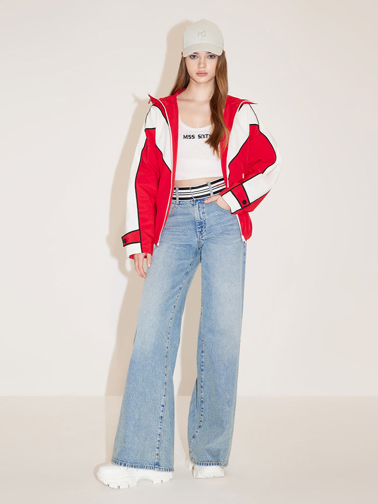 weit geschnittene jeans mit gestreiftem bund