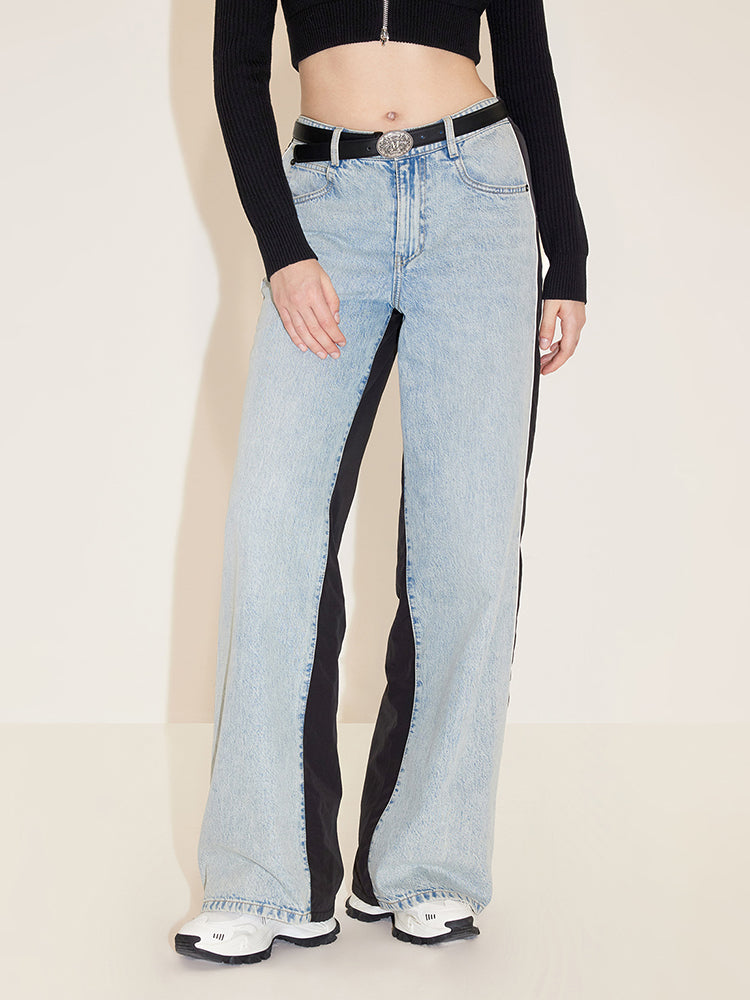 weit geschnittene jeans mit patchwork