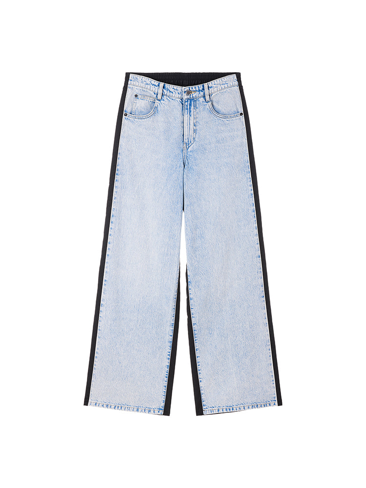 weit geschnittene jeans mit patchwork