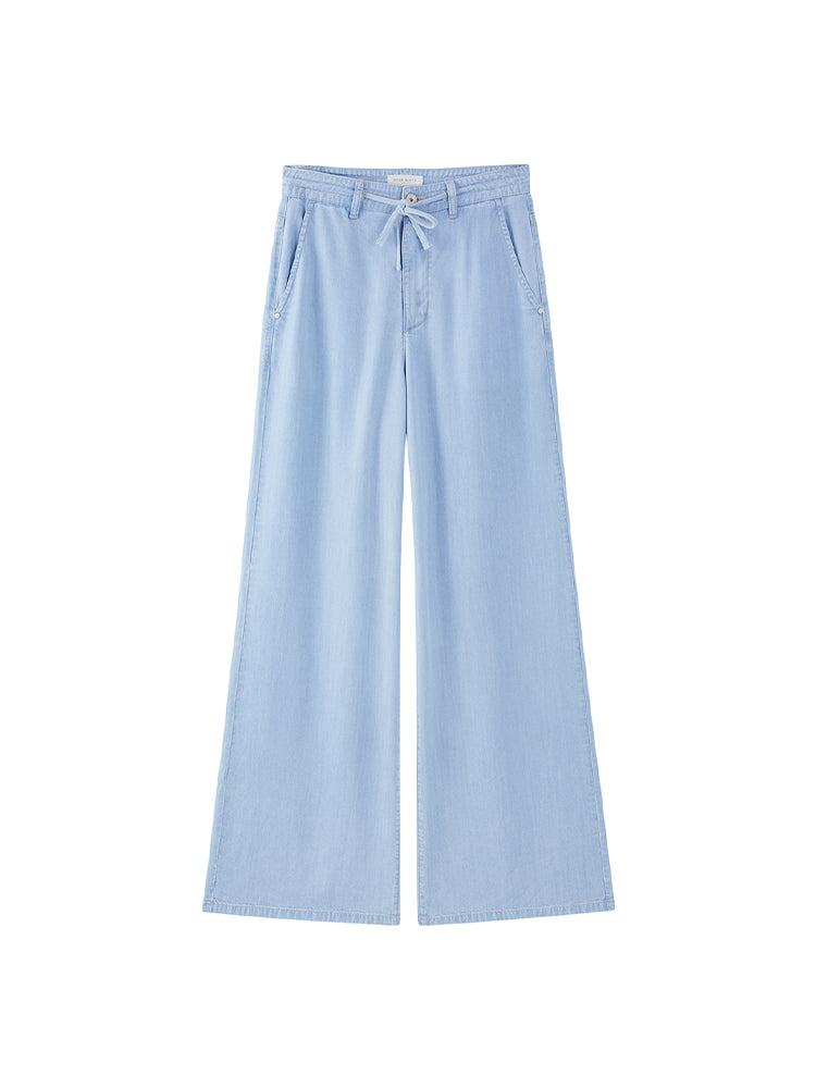 jeans aus tencel mit elastischem bund und fließendem schnitt