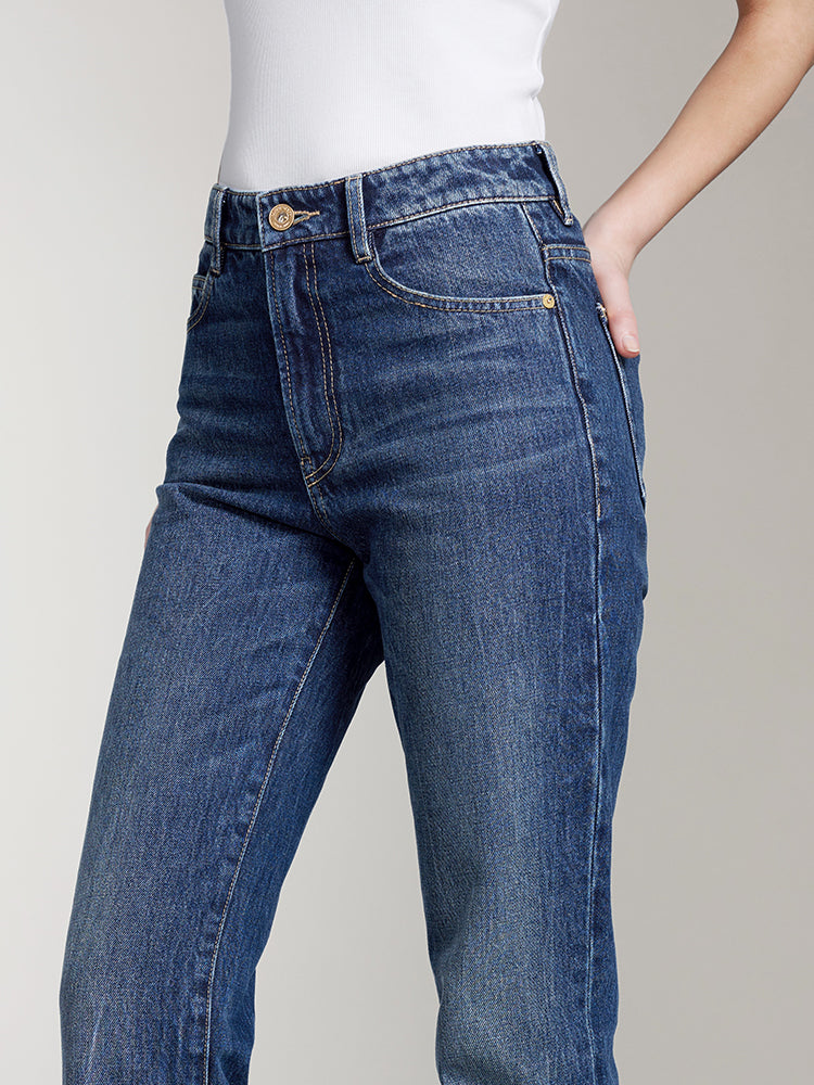 schlagjeans in marineblau