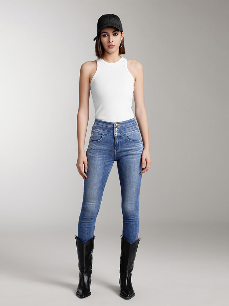 high waisted slim fit jeans