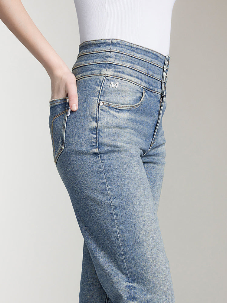 hochtaillierte jeans mit geradem schnitt