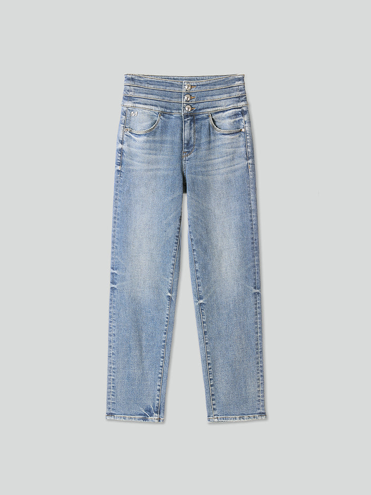 hochtaillierte jeans mit geradem schnitt