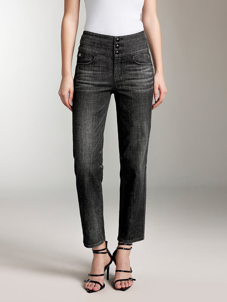 hochtaillierte jeans mit geradem schnitt