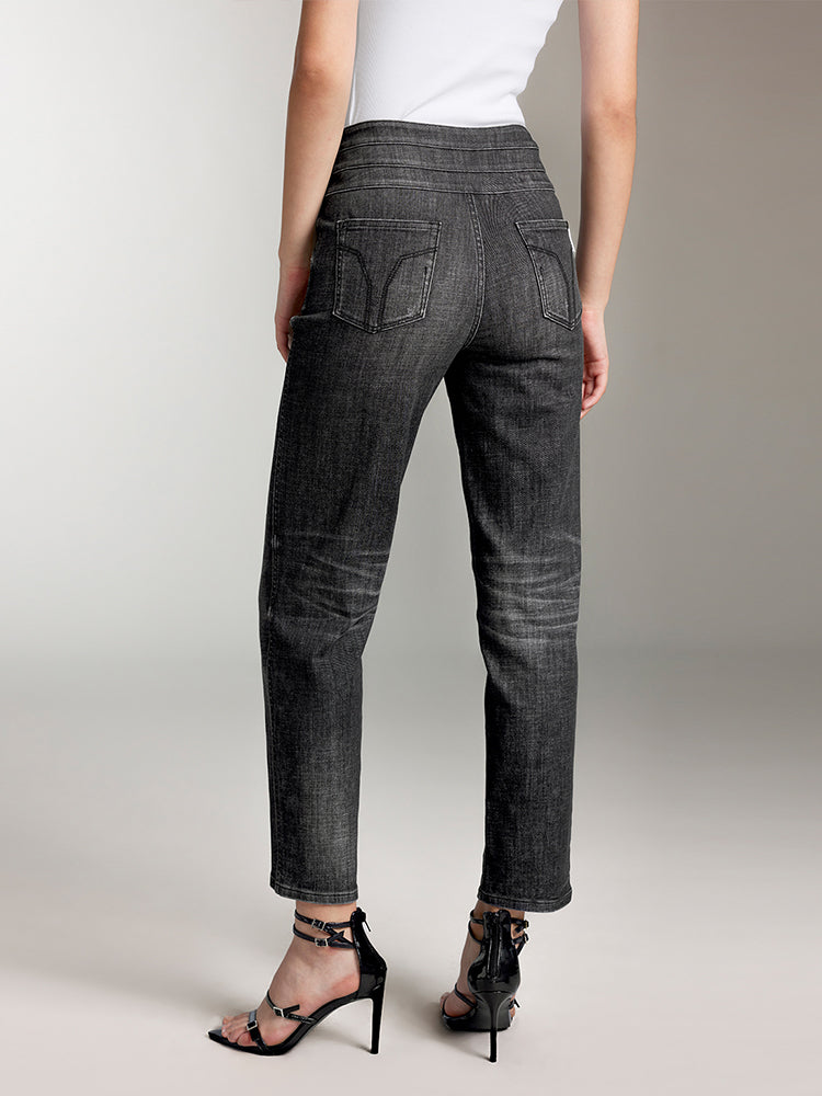 hochtaillierte jeans mit geradem schnitt