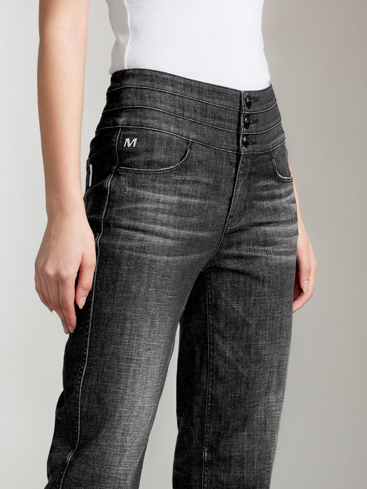 hochtaillierte jeans mit geradem schnitt