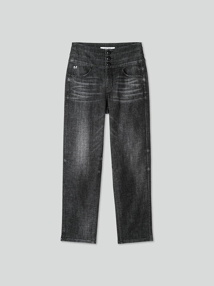 hochtaillierte jeans mit geradem schnitt