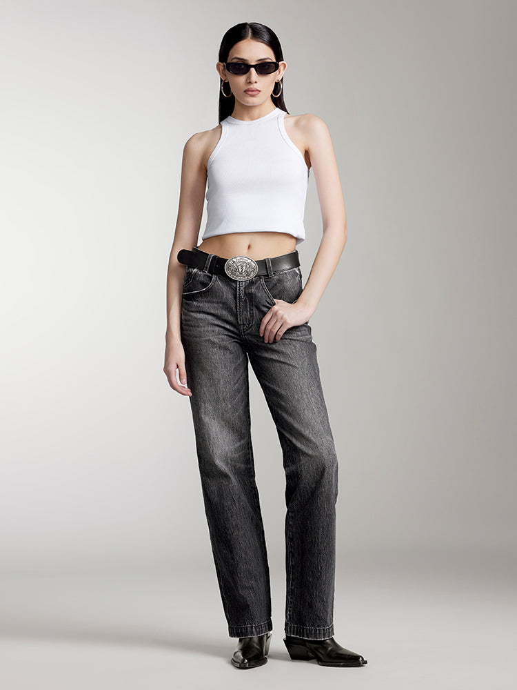 schwarze jeans mit geradem schnitt