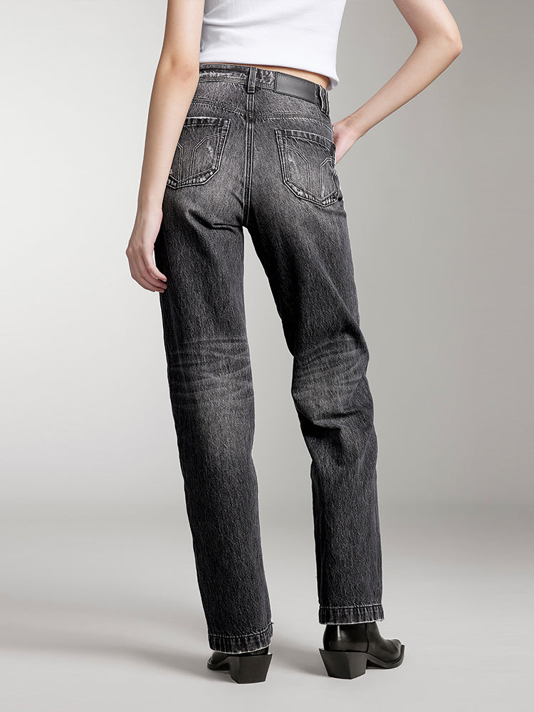 schwarze jeans mit geradem schnitt