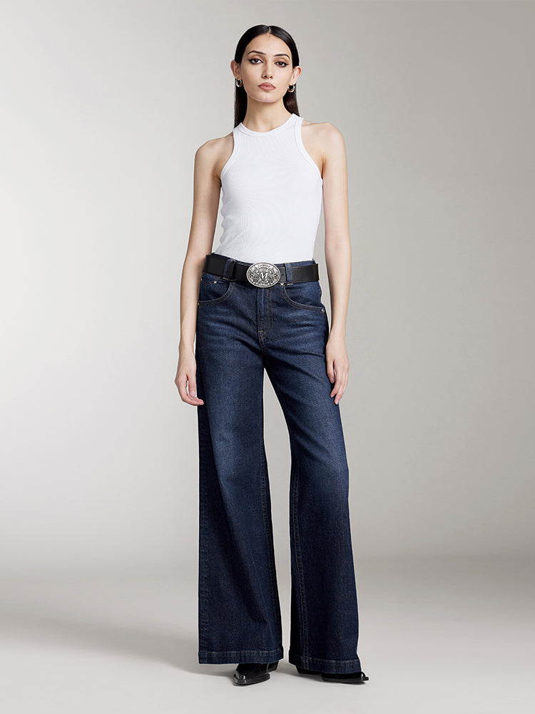 schlagjeans mit niedrigem bund