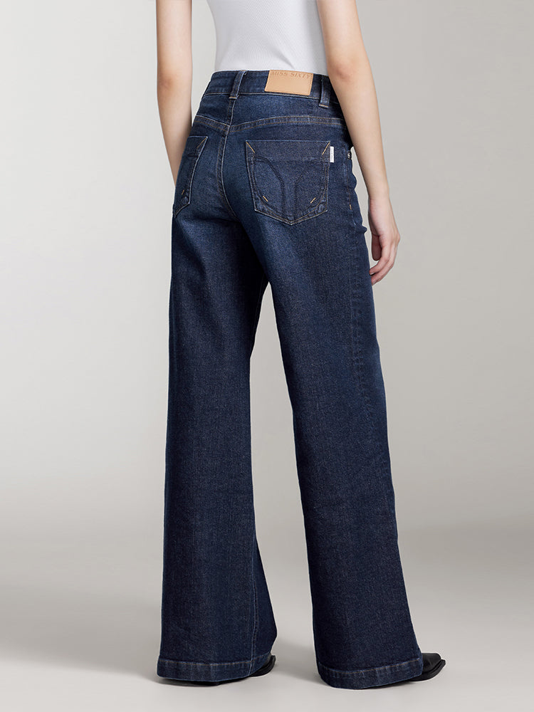 schlagjeans mit niedrigem bund