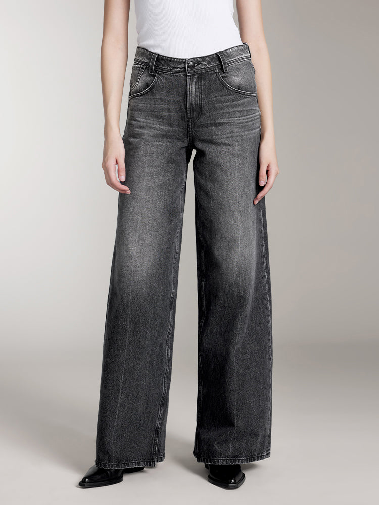 weite jeans in schwarz