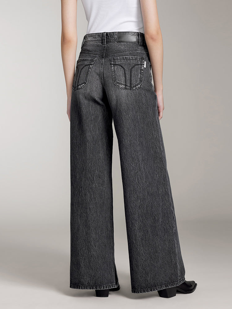 weite jeans in schwarz