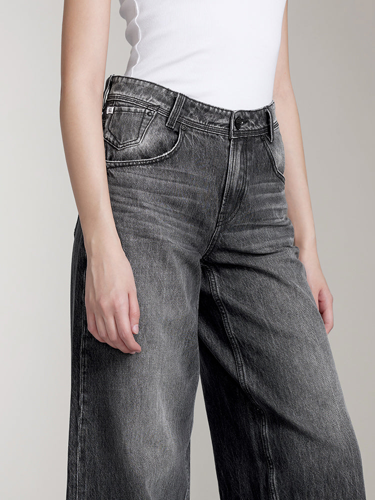 weite jeans in schwarz