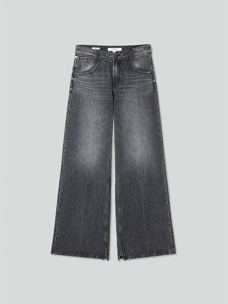 weite jeans in schwarz