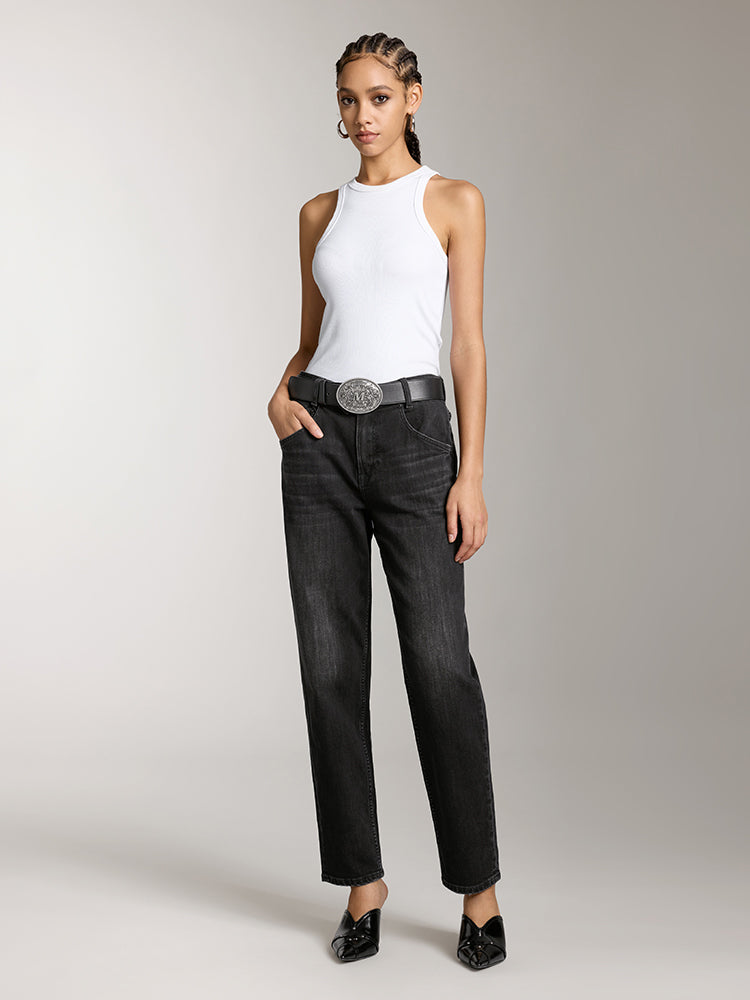 schwarze low-rise-jeans