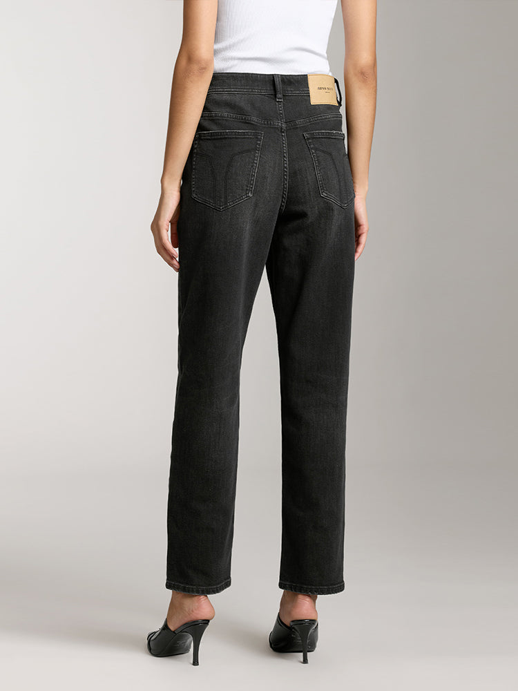 schwarze low-rise-jeans