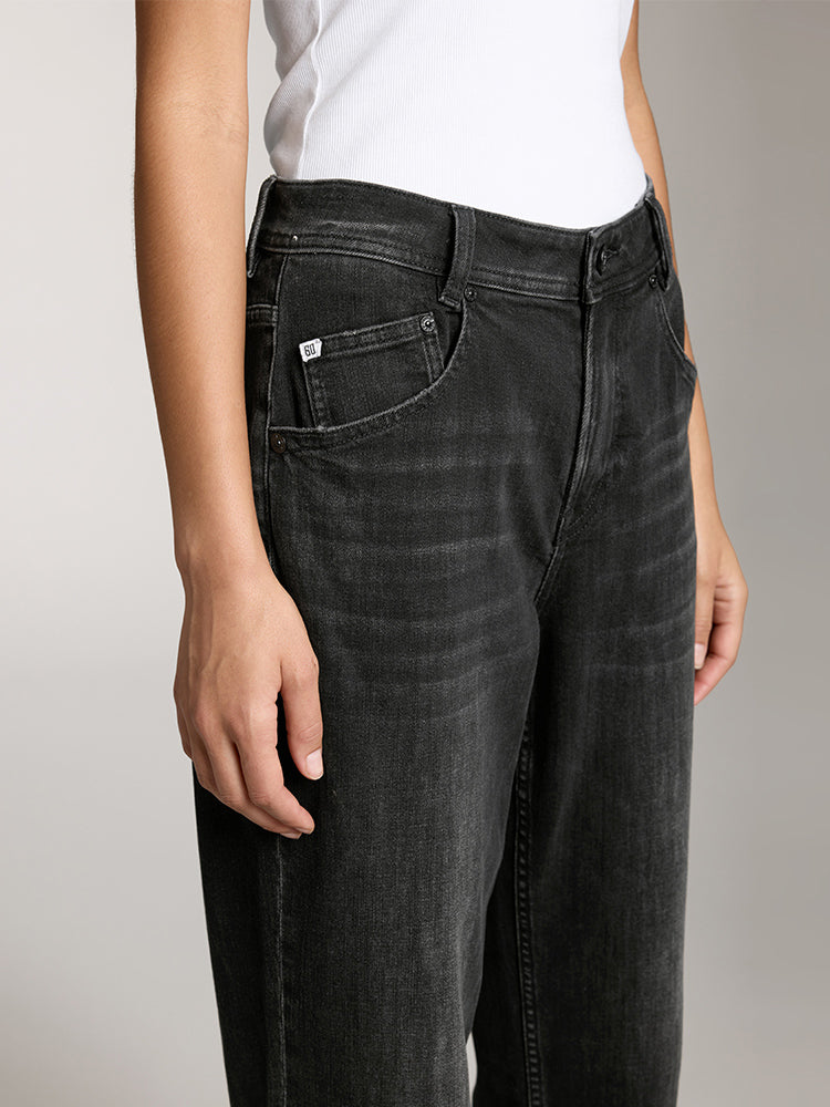 schwarze low-rise-jeans