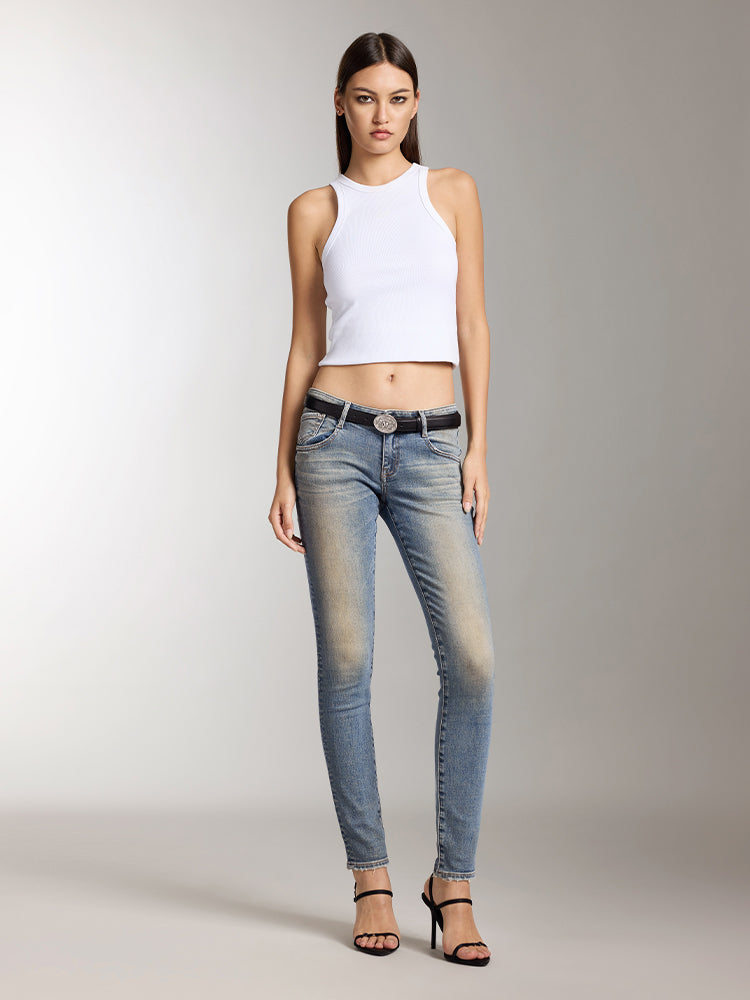 low waist cropped skinny jeans