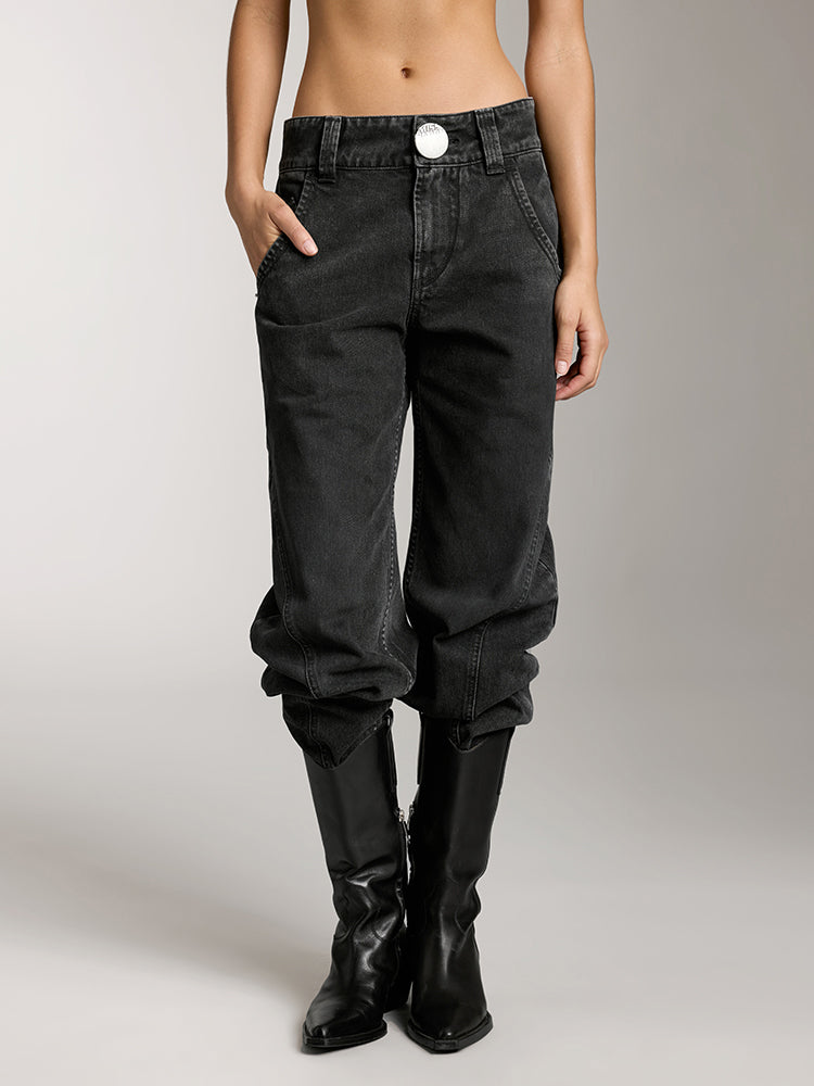 schwarze low-rise-jeans