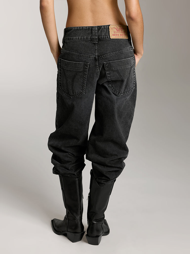 schwarze low-rise-jeans
