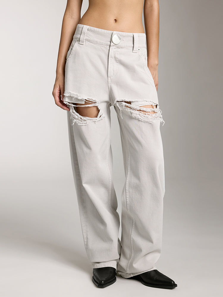 straight fit jeans mit rissen