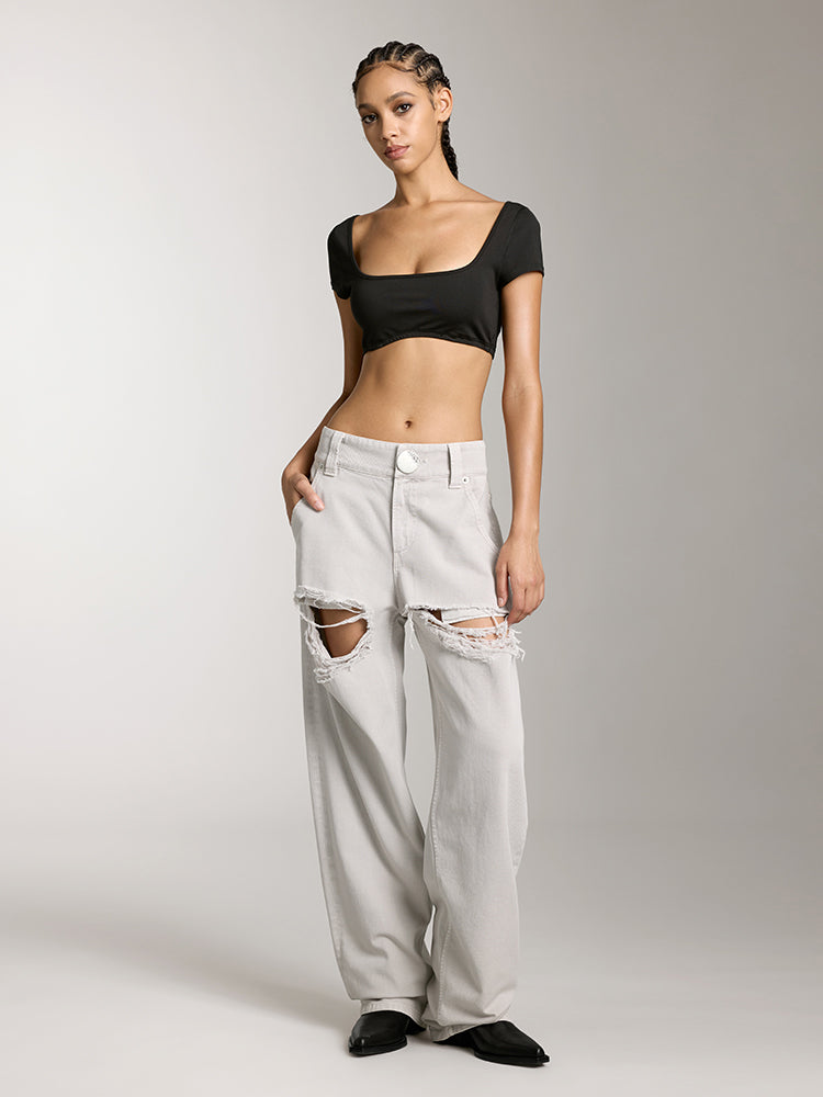 straight fit jeans mit rissen