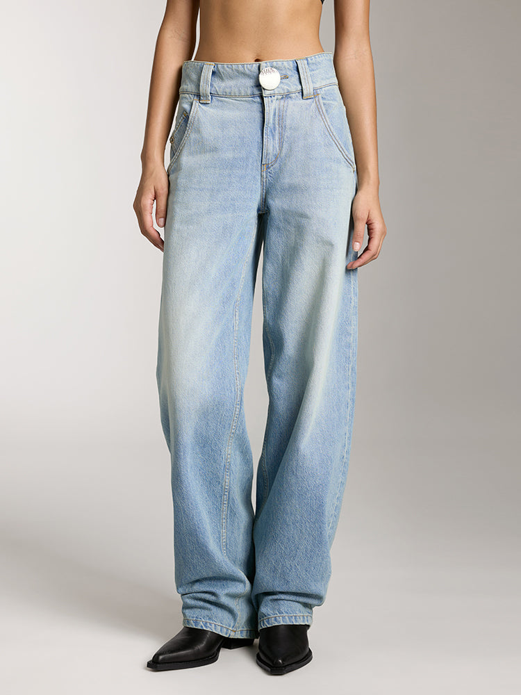 gewaschene low-rise-jeans