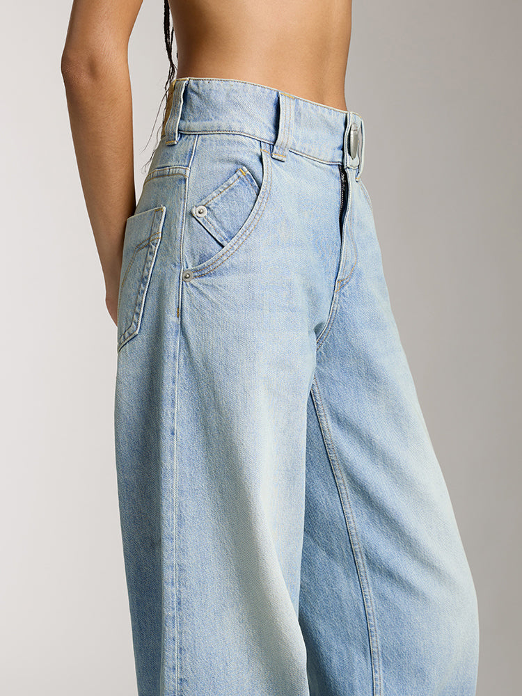 gewaschene low-rise-jeans